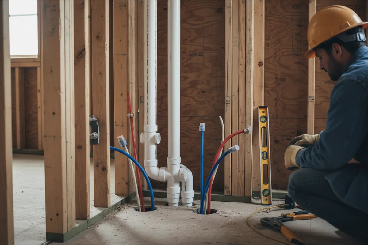 Drain and supply rough-in during Leak Detection in Mifflintown
